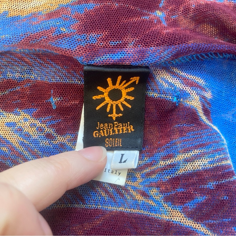 🌴 Jean Paul Gaultier Vintage‎ Soleil Palm Tree Mesh Cardigan with Hood L Brat - Picture 5 of 16